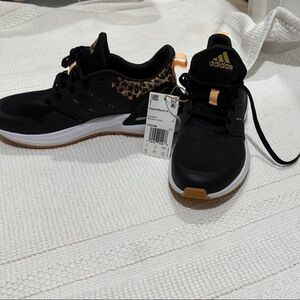 Adidas Women's Black and Gold Leopard Sneakers